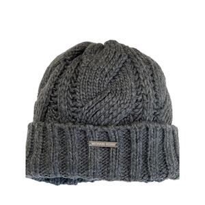 Michael Kors Gray Cable Knit Cuffed Beanie OS Designer Cottage Fisherman Capsule